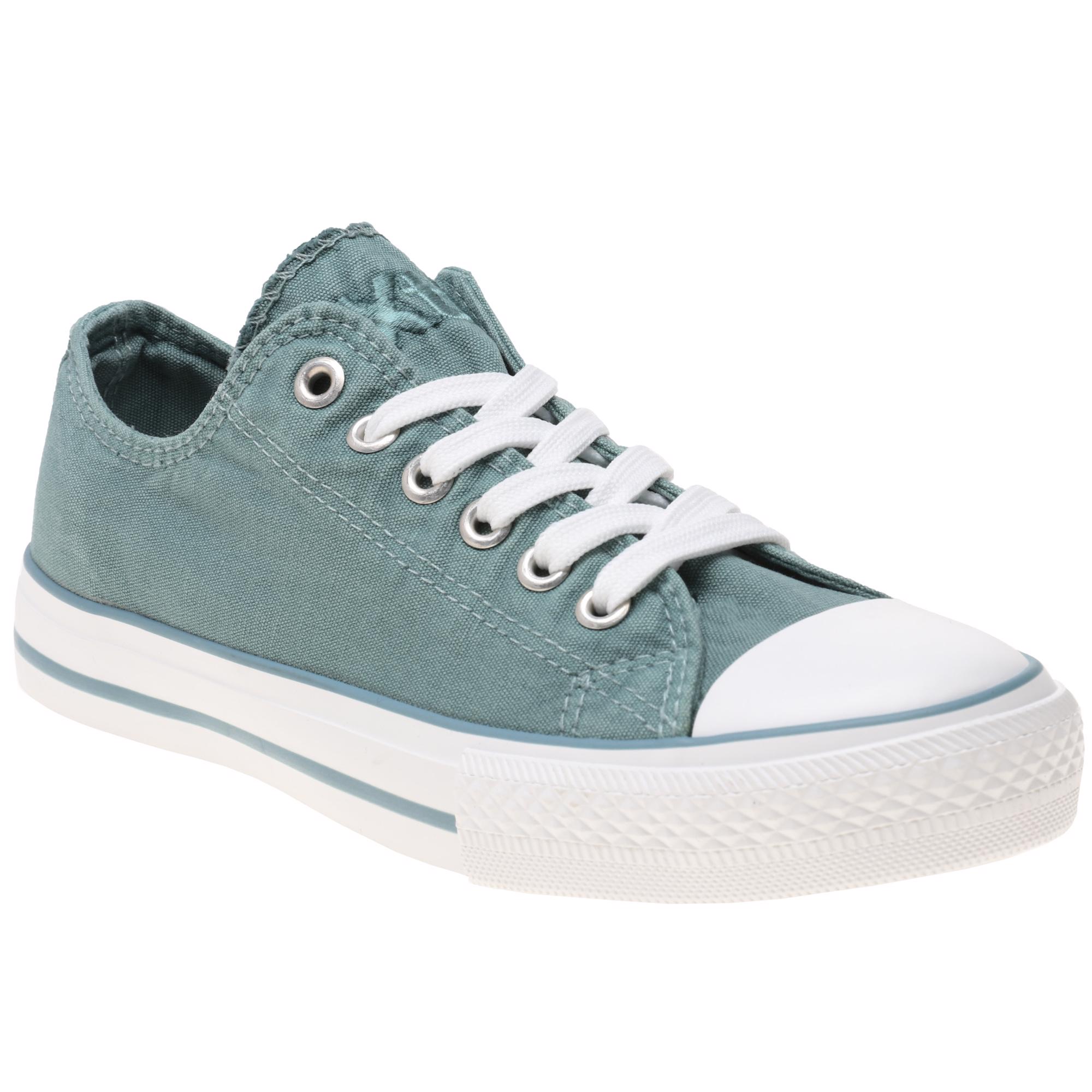 New Womens XTI Blue 33825 Canvas Trainers Lace Up 