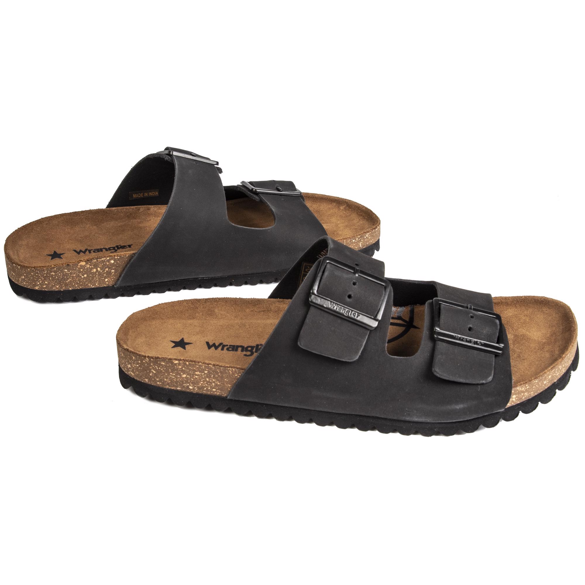 Cheap Mens Black Wrangler Ranch Sandals | Soletrader Outlet