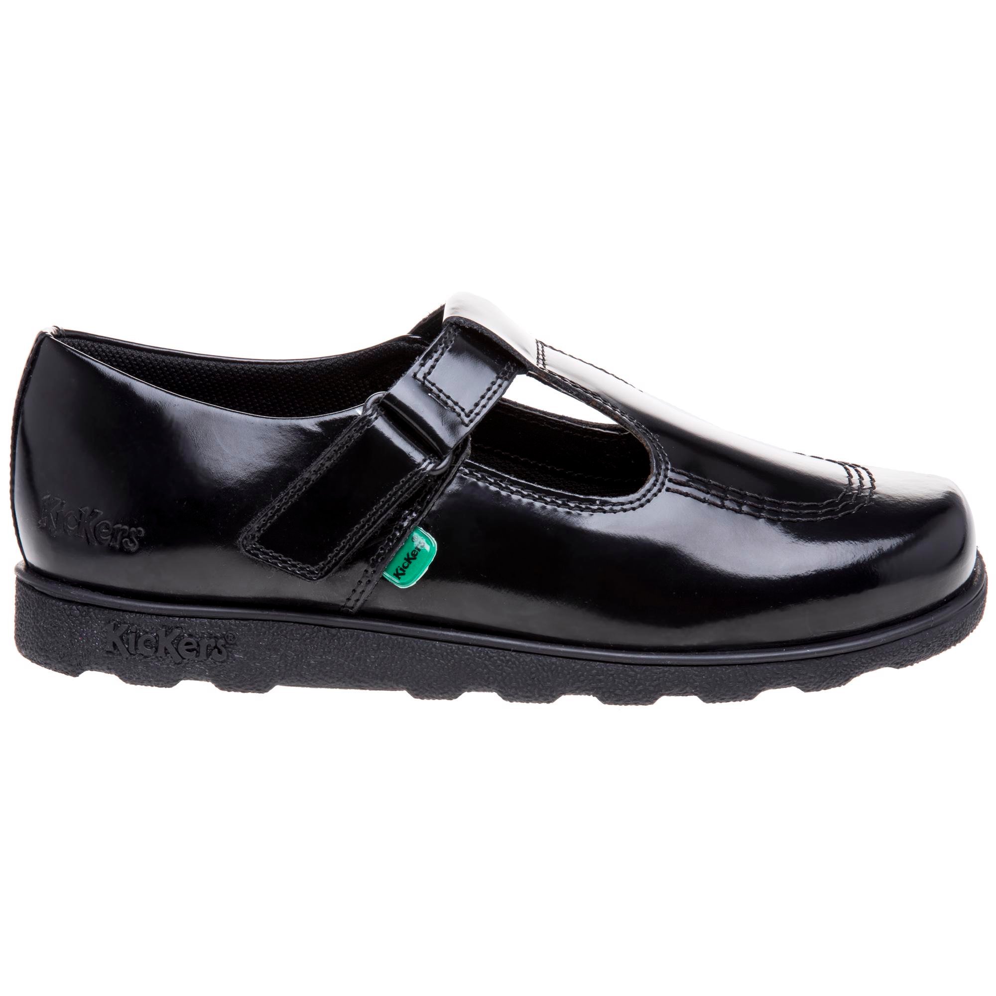 New Infants Kickers Black Fragma T-Bar Leather Shoes 